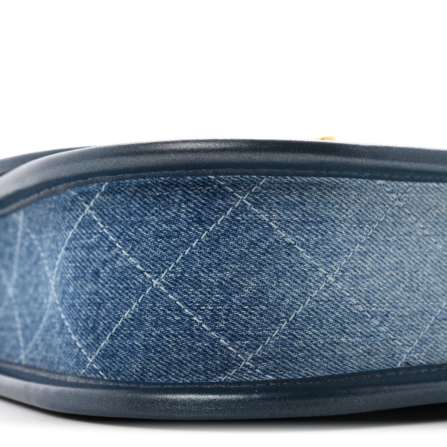 Washed Denim Quilted Small Messenger Flap Blue