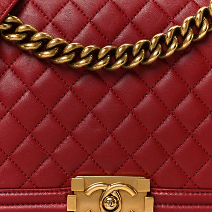 Chanel Lambskin Quilted New Medium Boy Flap Dark Red 8 of 11