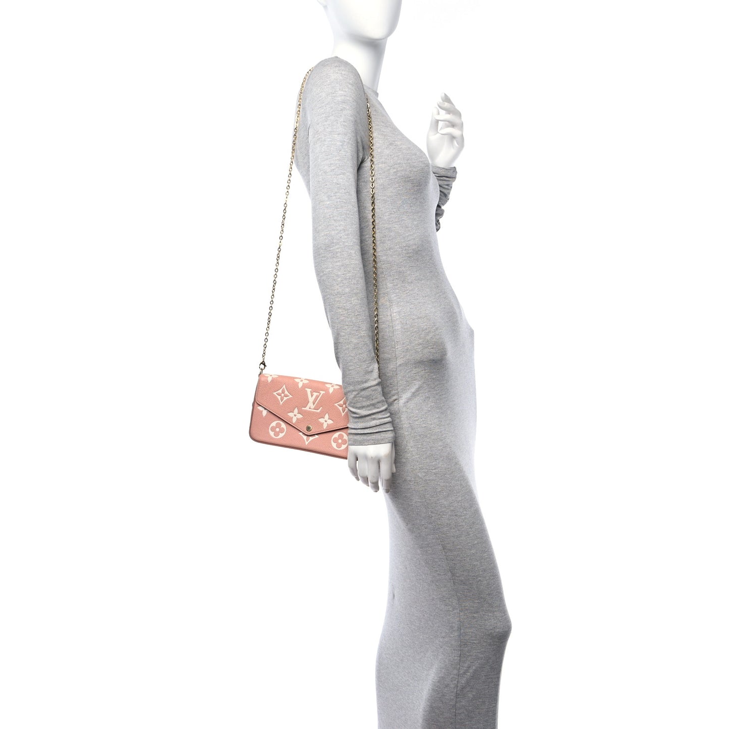 Empreinte Monogram Giant Felicie Pochette Chain Wallet Rose Trianon Creme