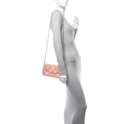 Louis Vuitton Empreinte Monogram Giant Felicie Pochette Chain Wallet Rose Trianon Creme 2 of 12