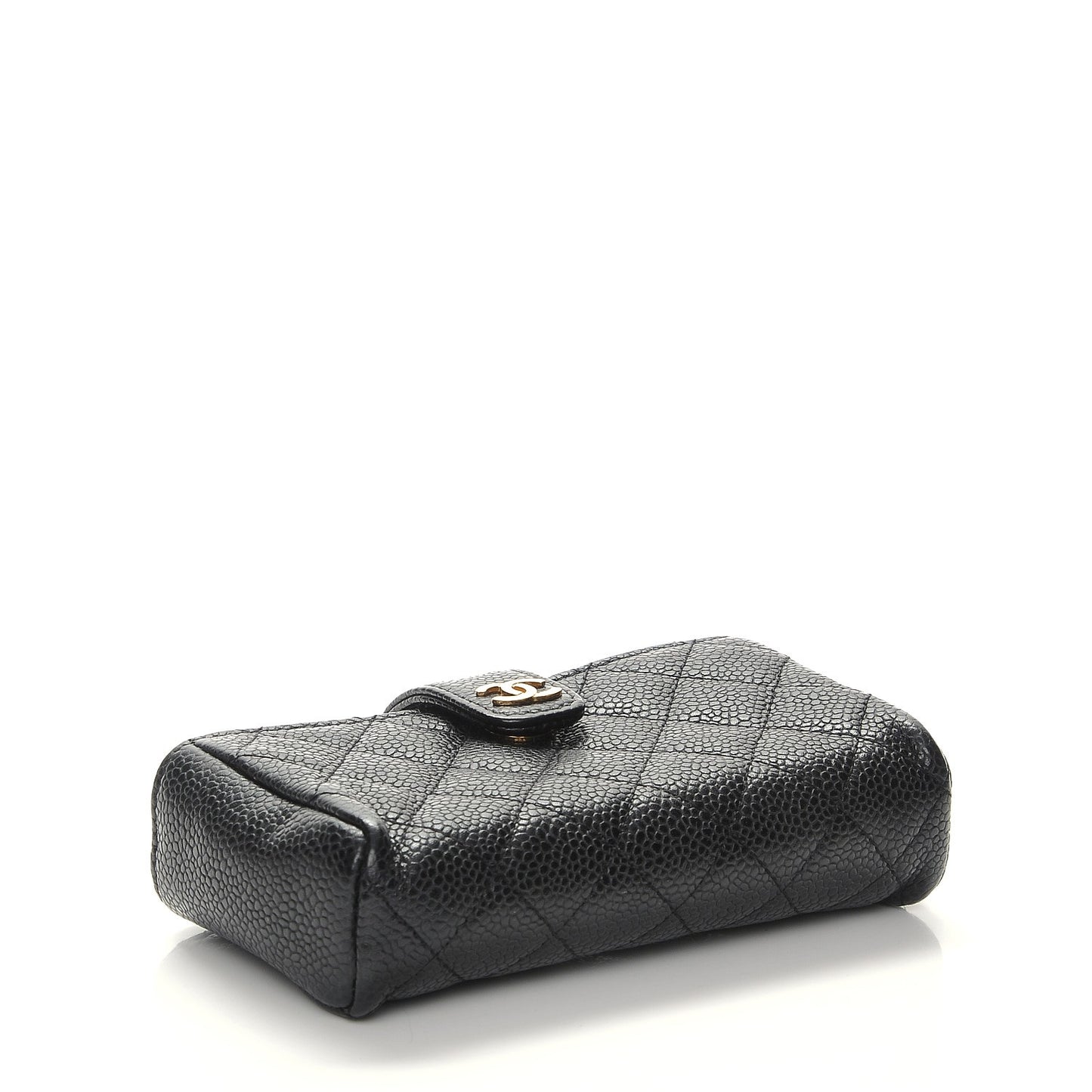 Caviar Quilted Mini Phone Holder Clutch Black