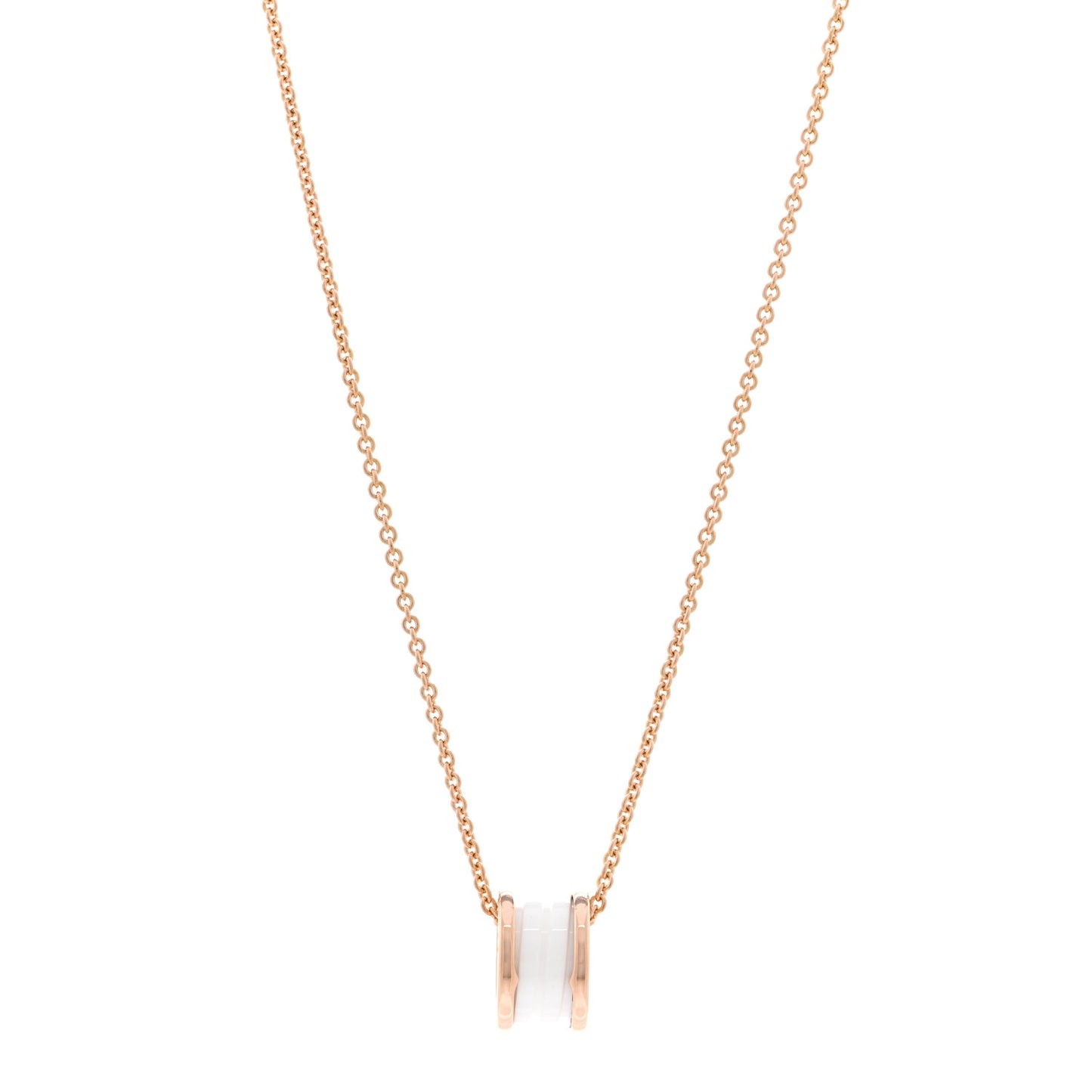 18K Rose Gold White Ceramic B.Zero1 Pendant Necklace