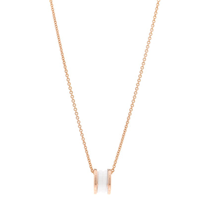 Bulgari 18K Rose Gold White Ceramic B.Zero1 Pendant Necklace 1 of 5