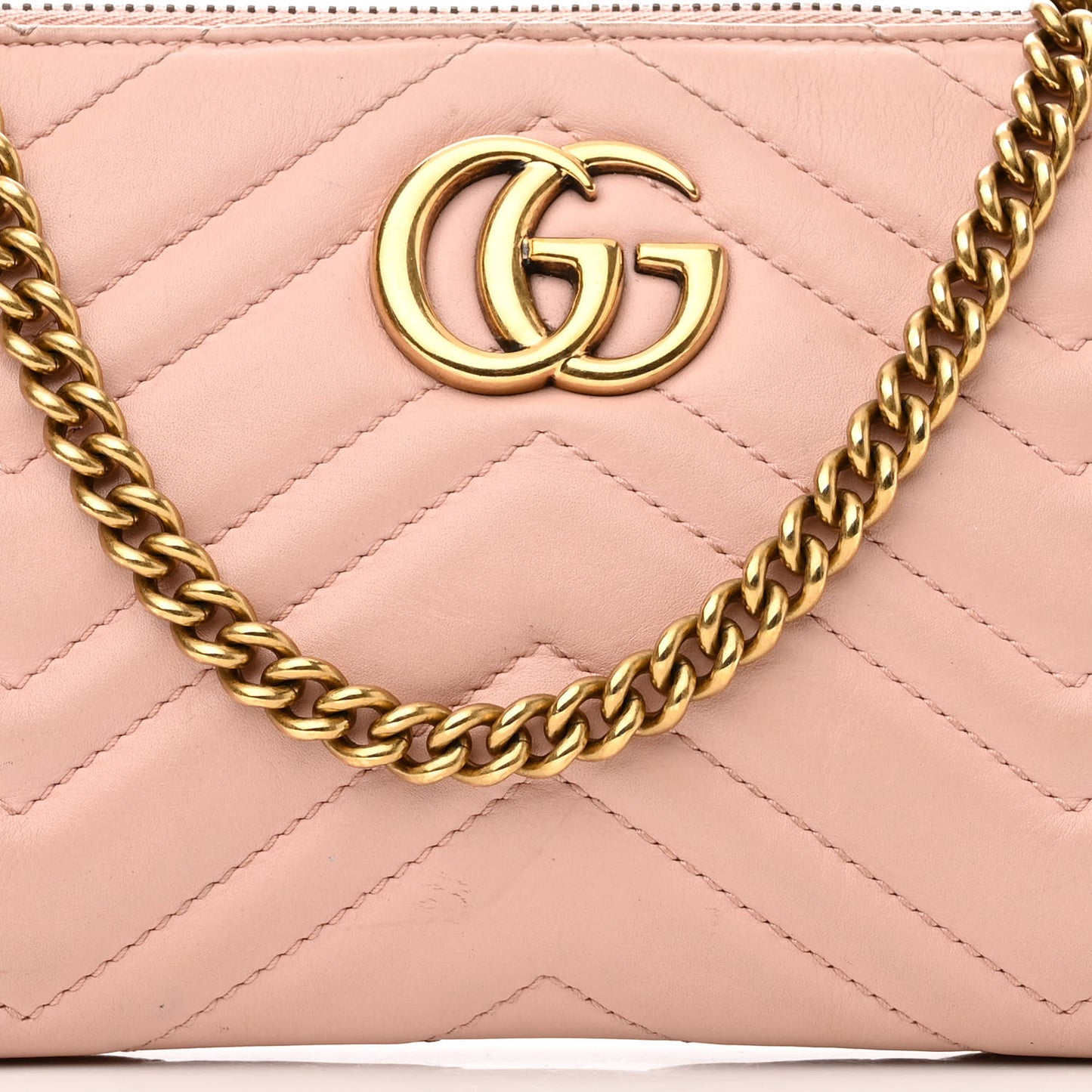 Calfskin Matelasse Mini GG Marmont Chain Bag Perfect Pink