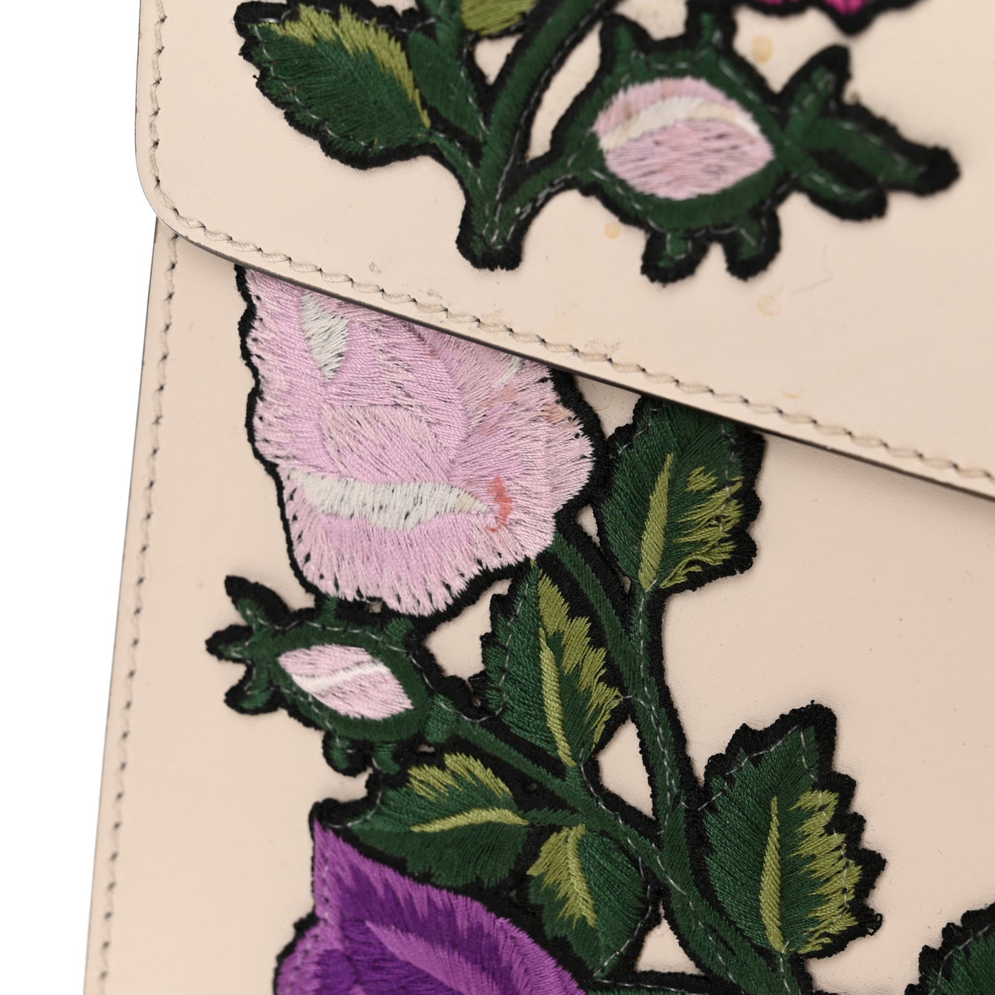 Calfskin Floral Medium Sylvie Top Handle Bag Off White