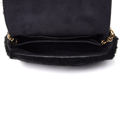 Fendi Shearling Shiny Nappa Micro Baguette Black 5 of 10