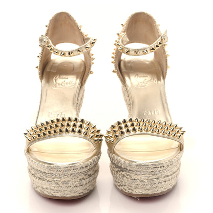 Christian Louboutin Nappa Metallic Madmonica 120 Wedge Sandals 38 Gold 2 of 9