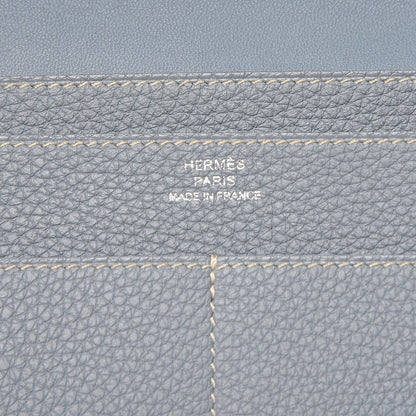 Hermes Togo Dogon Duo Wallet Bleu Lin 7 of 9