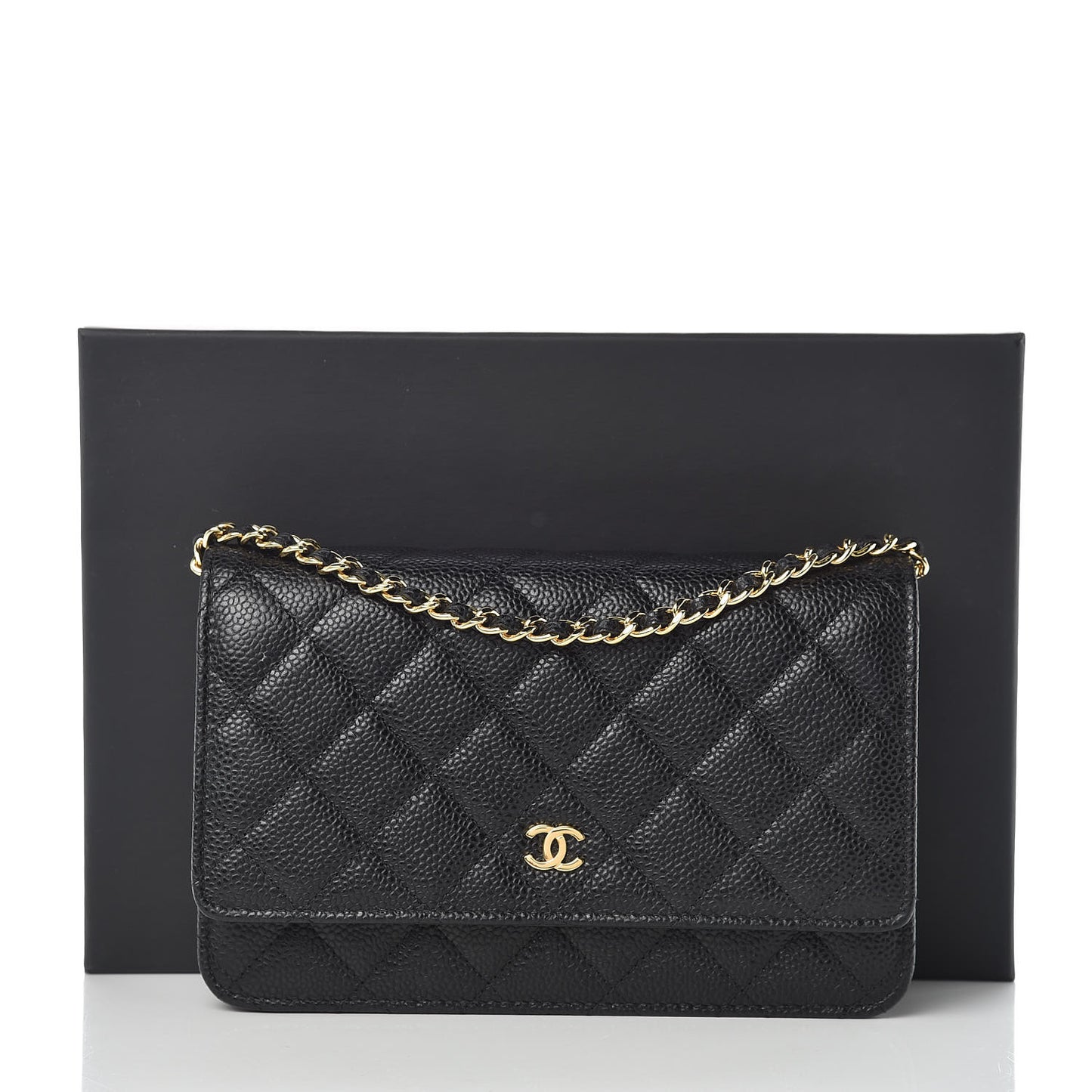 Caviar Quilted Wallet On Chain WOC Black