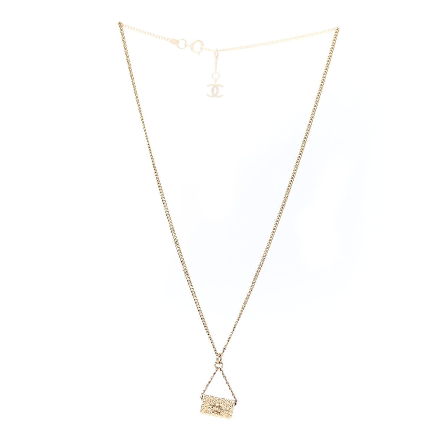 Chanel Metal Flap Bag Necklace Gold 3 of 7