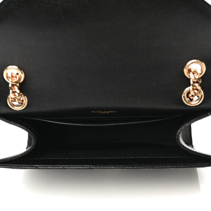 Saint Laurent Grain De Poudre Matelasse Chevron Medium Monogram Satchel Black 5 of 13
