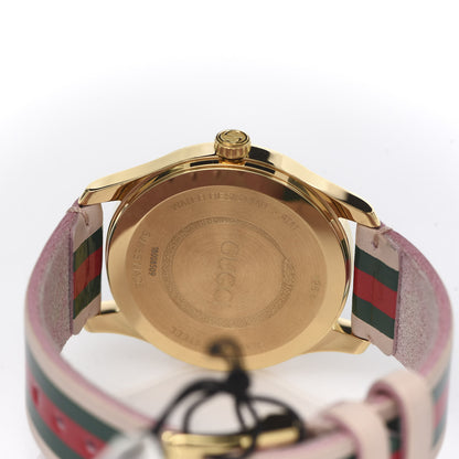 Gucci Stainless Steel Calfskin 38mm G-Timeless Stripe Web Quartz Watch Pink 4 of 5