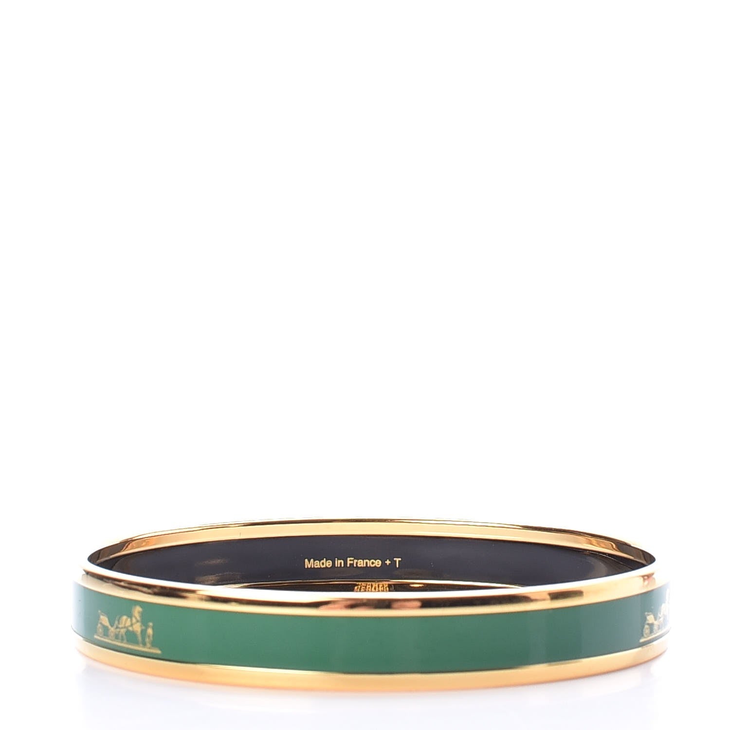 Hermes Enamel Narrow Caleche Bracelet 62 Vert Sapin 3 of 6