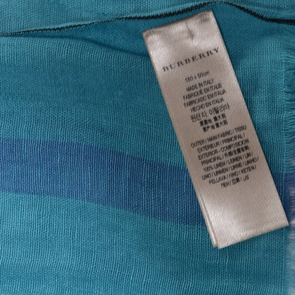 Burberry Linen Check Lightweight Scarf Blue 4 of 5