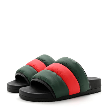 Gucci Nylon Web Womens Slide Sandals 35 Black Green Red 3 of 9
