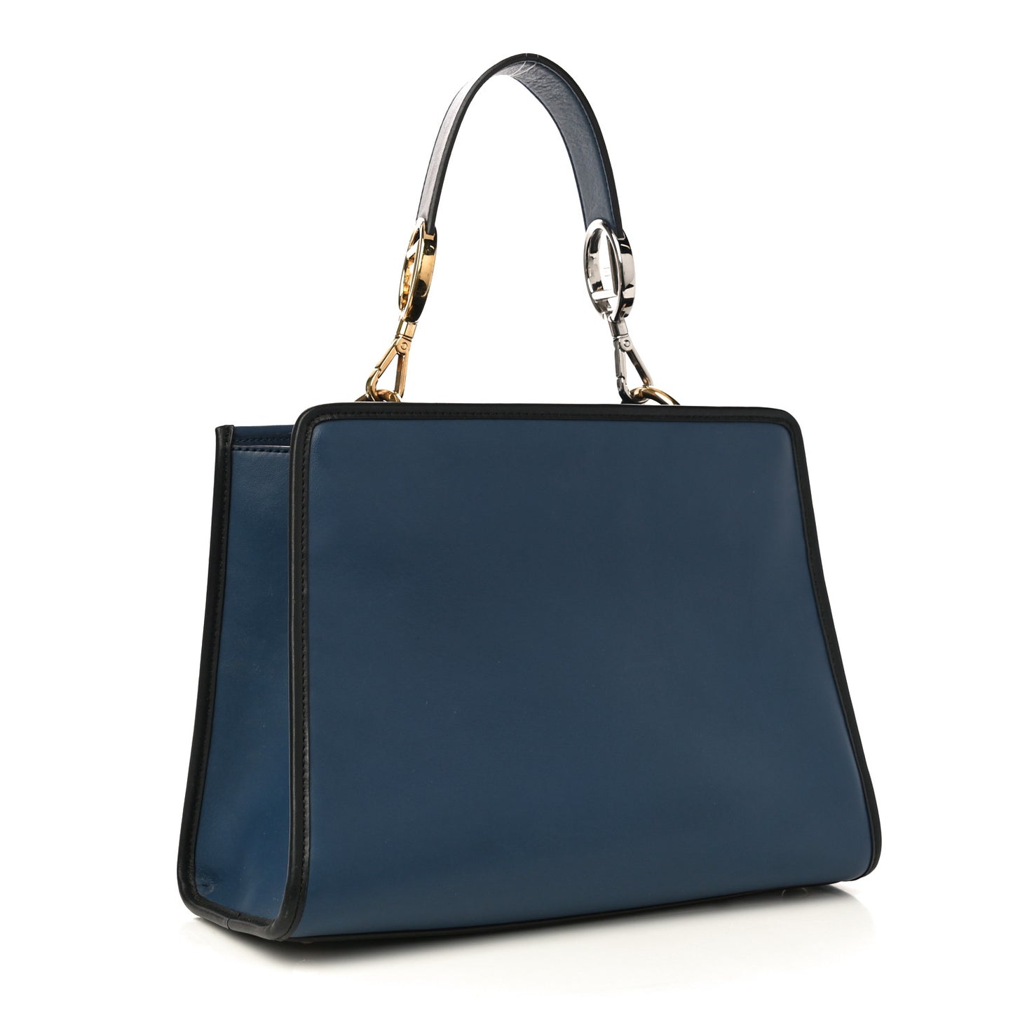 Vitello Century Opaco F is Fendi Bi-Color Small Runaway Satchel Blu Scuro Black