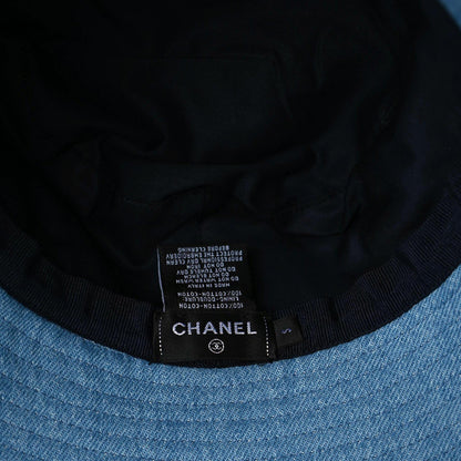 Chanel Denim Sequin Cloche Logo Bucket Hat S Blue 6 of 6