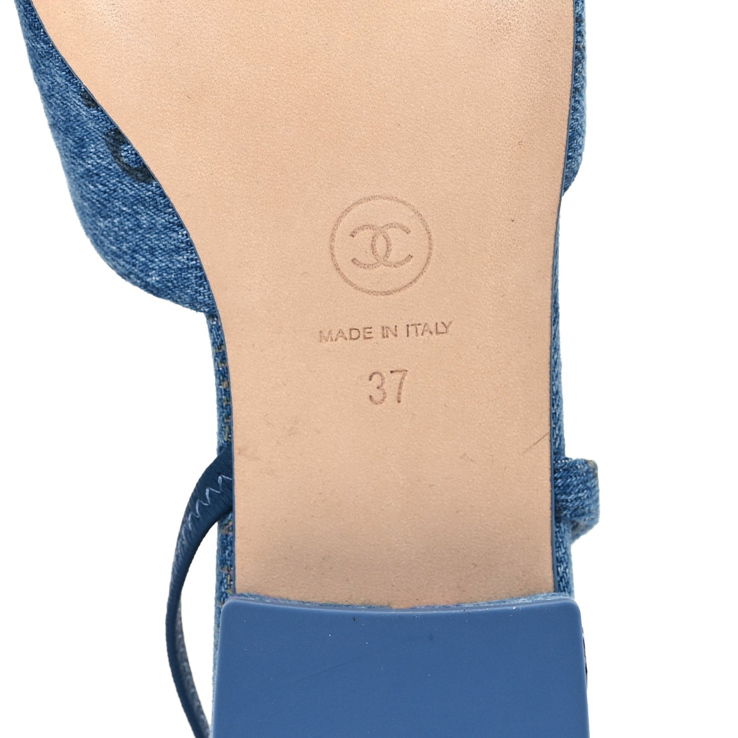 Denim Printed Denim Mood Cap Toe CC Slingback Flats 37 Light Blue Multicolor