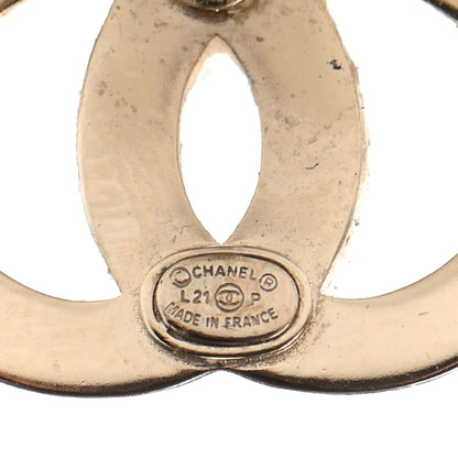 Chanel Crystal Metal CC Paris Button Stud Earrings Gold 4 of 4