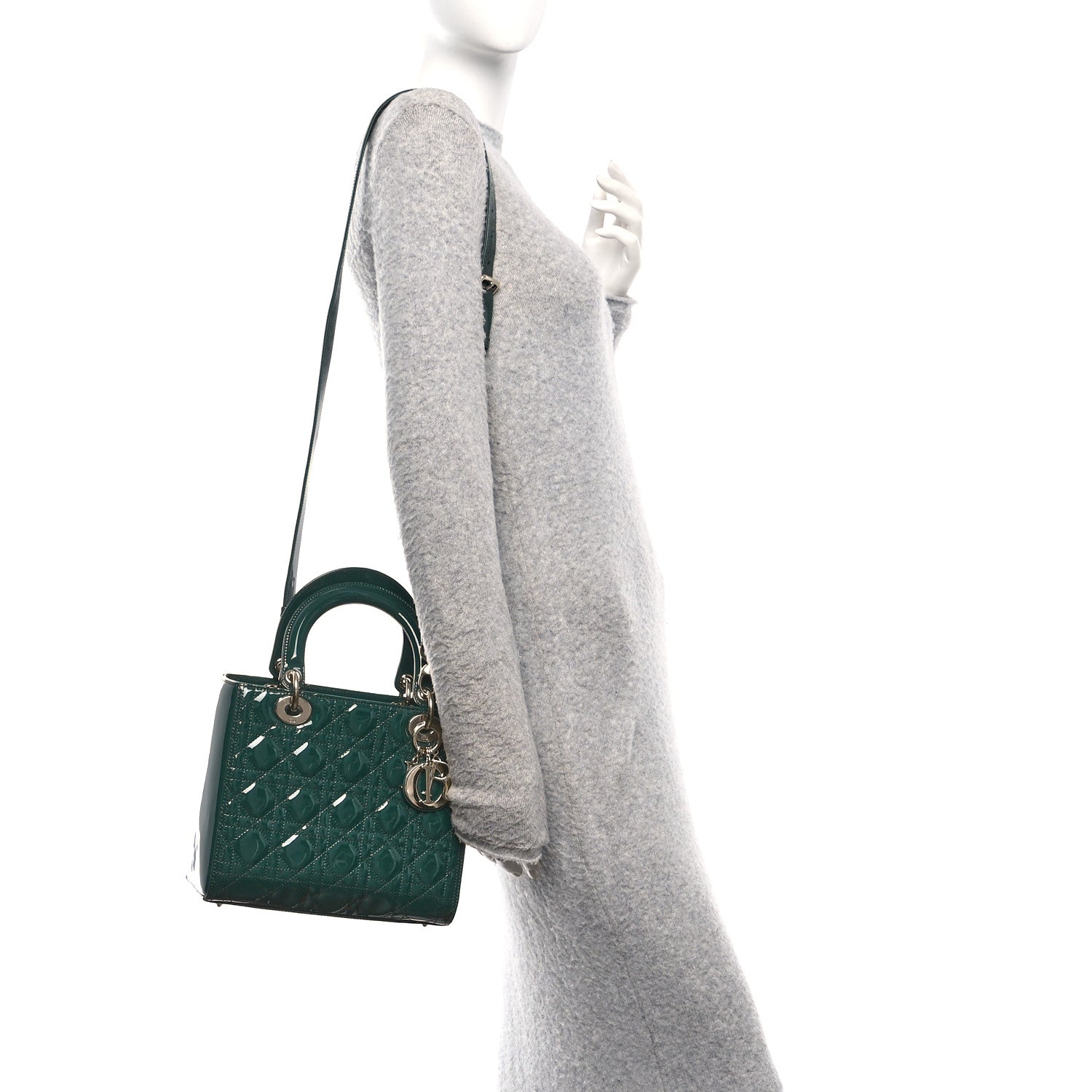 Christian Dior Patent Cannage Medium Lady Dior Pine Green 2 of 10