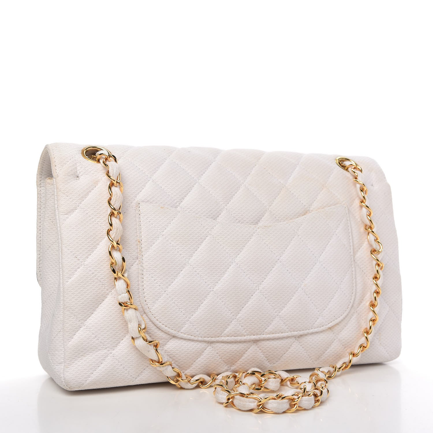 Chanel Neoprene Quilted Medium Double Flap White 4 of 14