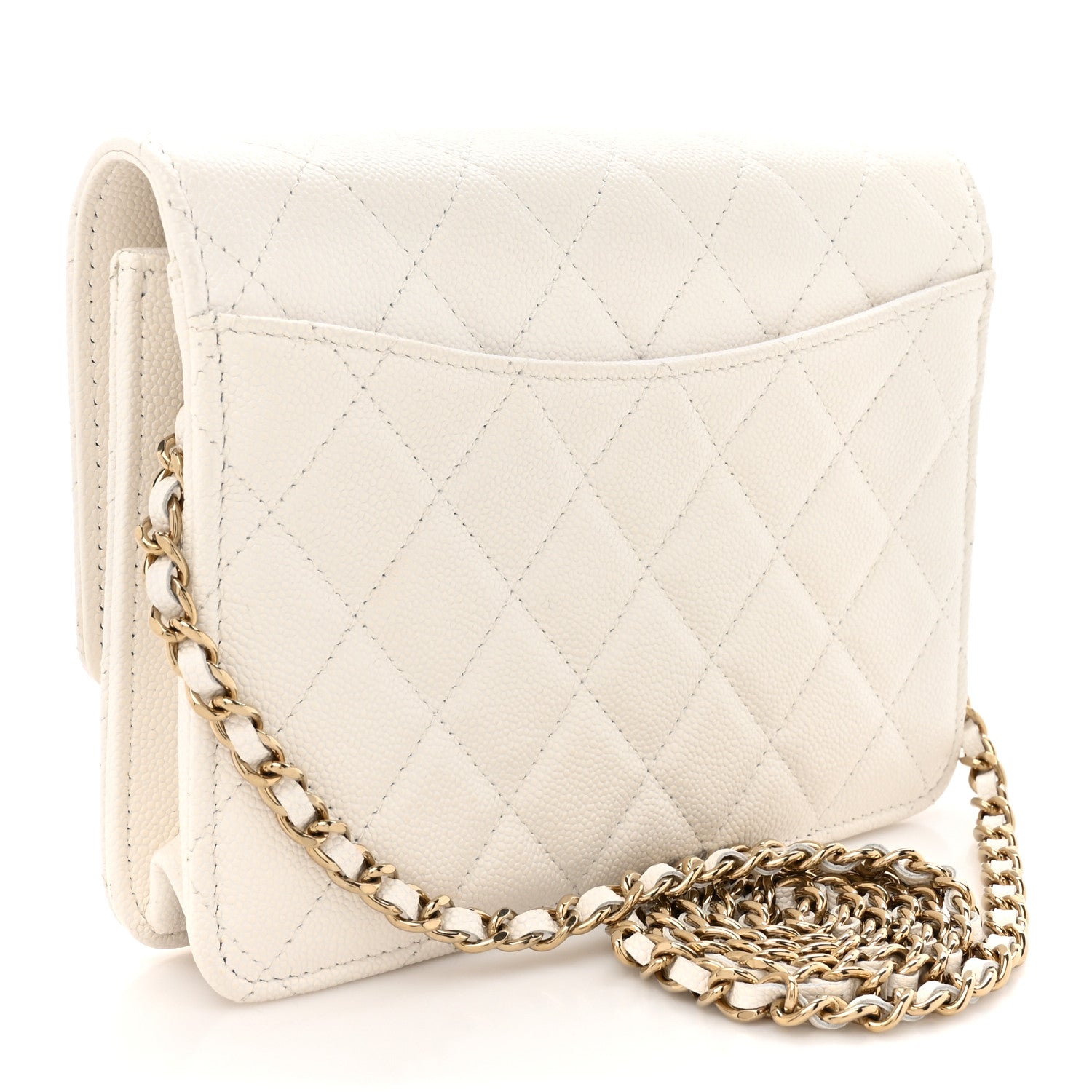 Chanel Caviar Quilted Square Wallet On Chain WOC White 3 of 14