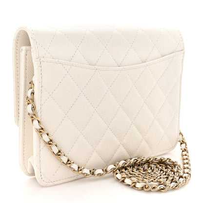 Chanel Caviar Quilted Square Wallet On Chain WOC White 3 of 14