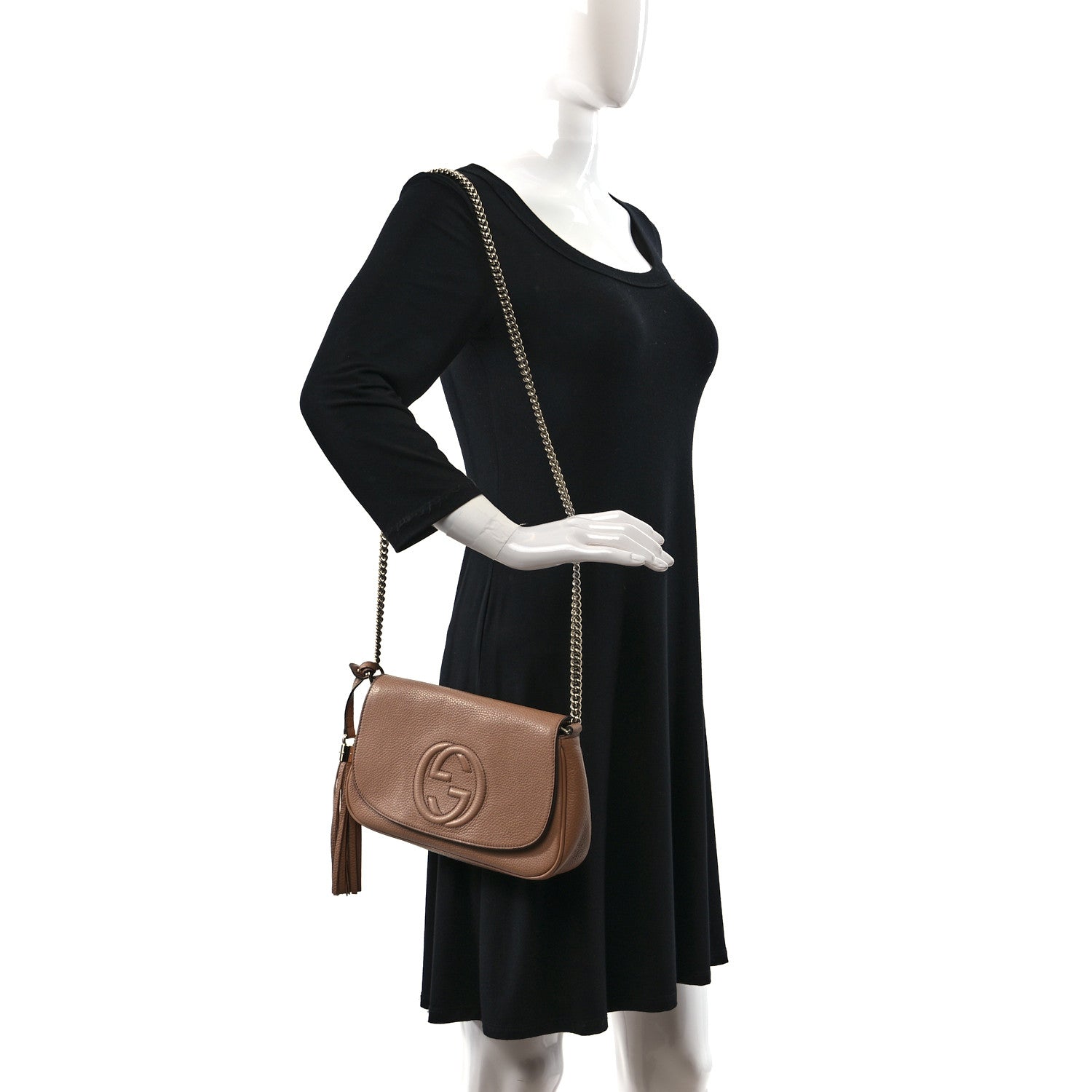 Gucci Pebbled Calfskin Medium Soho Flap Crossbody Camelia 2 of 9