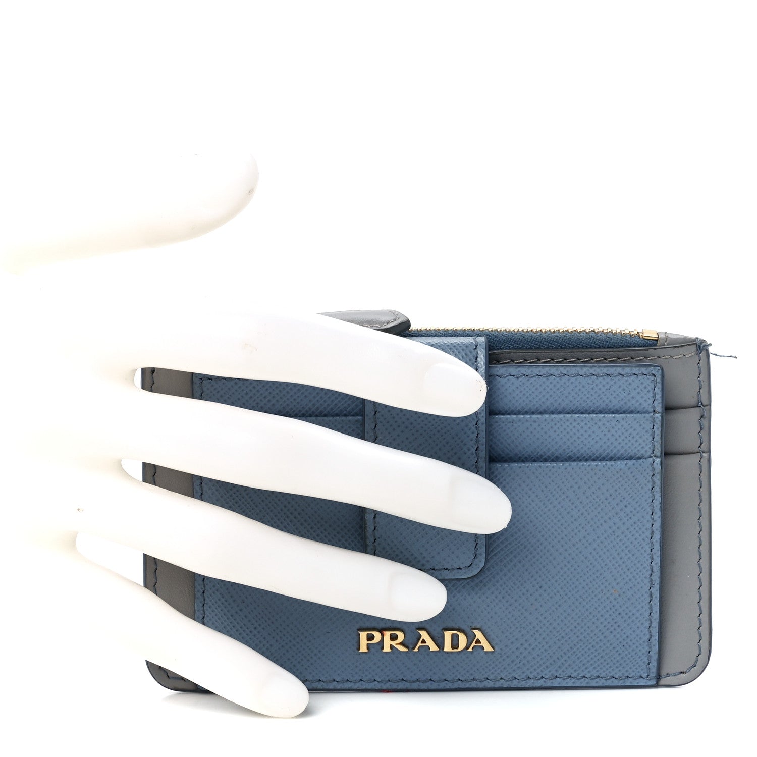 Prada Saffiano City Calf Coin Case Card Holder Astrale Nube 2 of 13