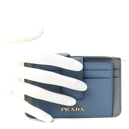 Prada Saffiano City Calf Coin Case Card Holder Astrale Nube 2 of 13