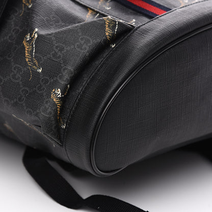 Gucci GG Supreme Monogram Tigers Double Buckle Backpack Black Multicolor 8 of 10