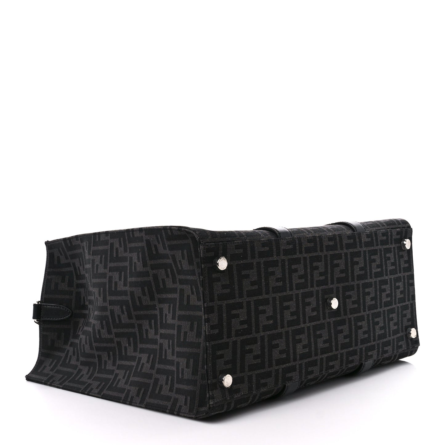 Recycled Fabric Jacquard Vitello Astro FF 1974 Shopping Tote Asfalto Black