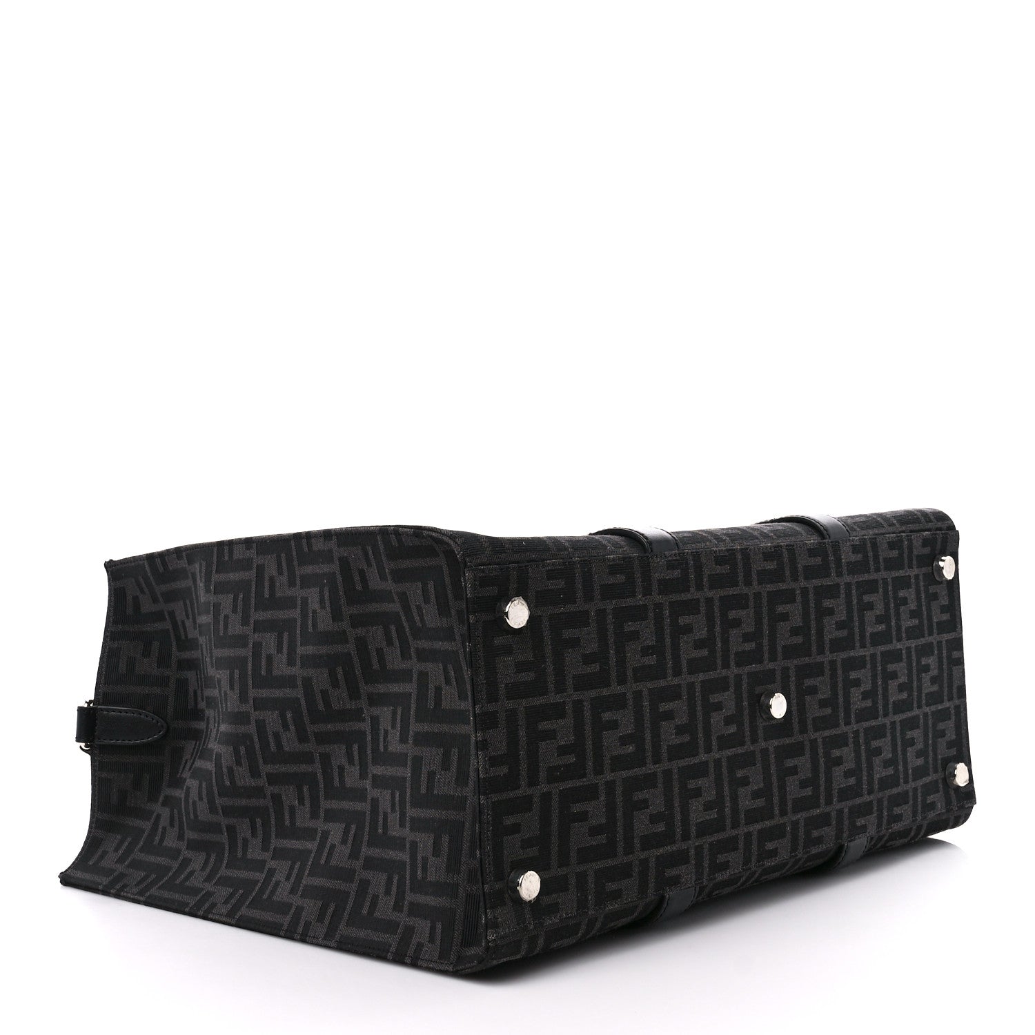 Fendi Recycled Fabric Jacquard Vitello Astro FF 1974 Shopping Tote Asfalto Black 4 of 10