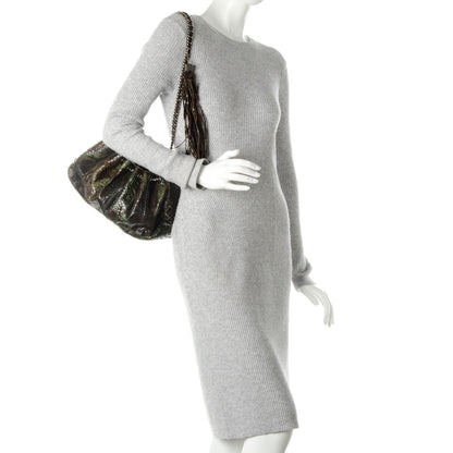 Chanel Python Tassel Drawstring Shoulder Bag Dark Blue Brown 2 of 11