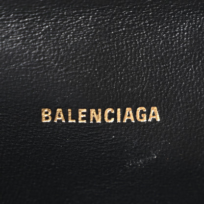 Balenciaga Shiny Calfskin Crocodile Embossed Hourglass Gusset Pouch Black 6 of 9