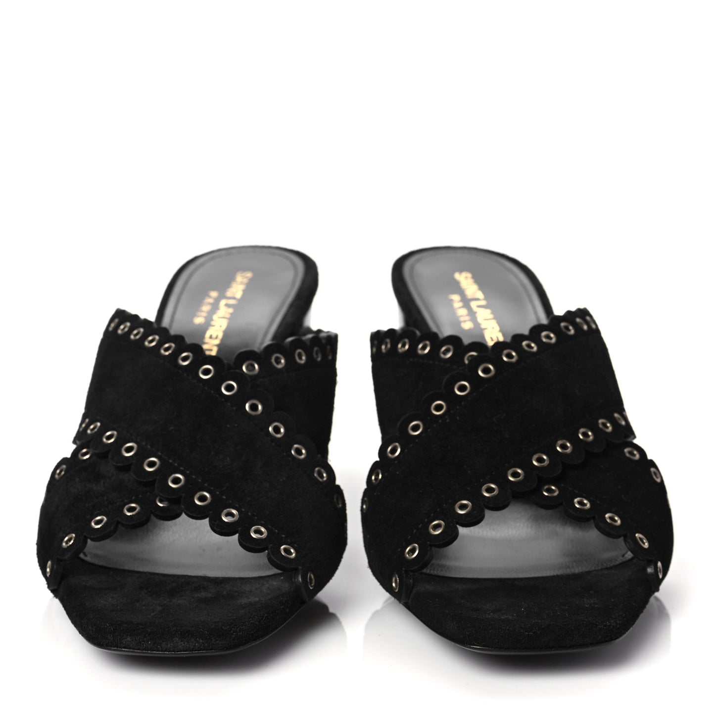 Suede Eyelet LouLou 70 Mules 37 Black