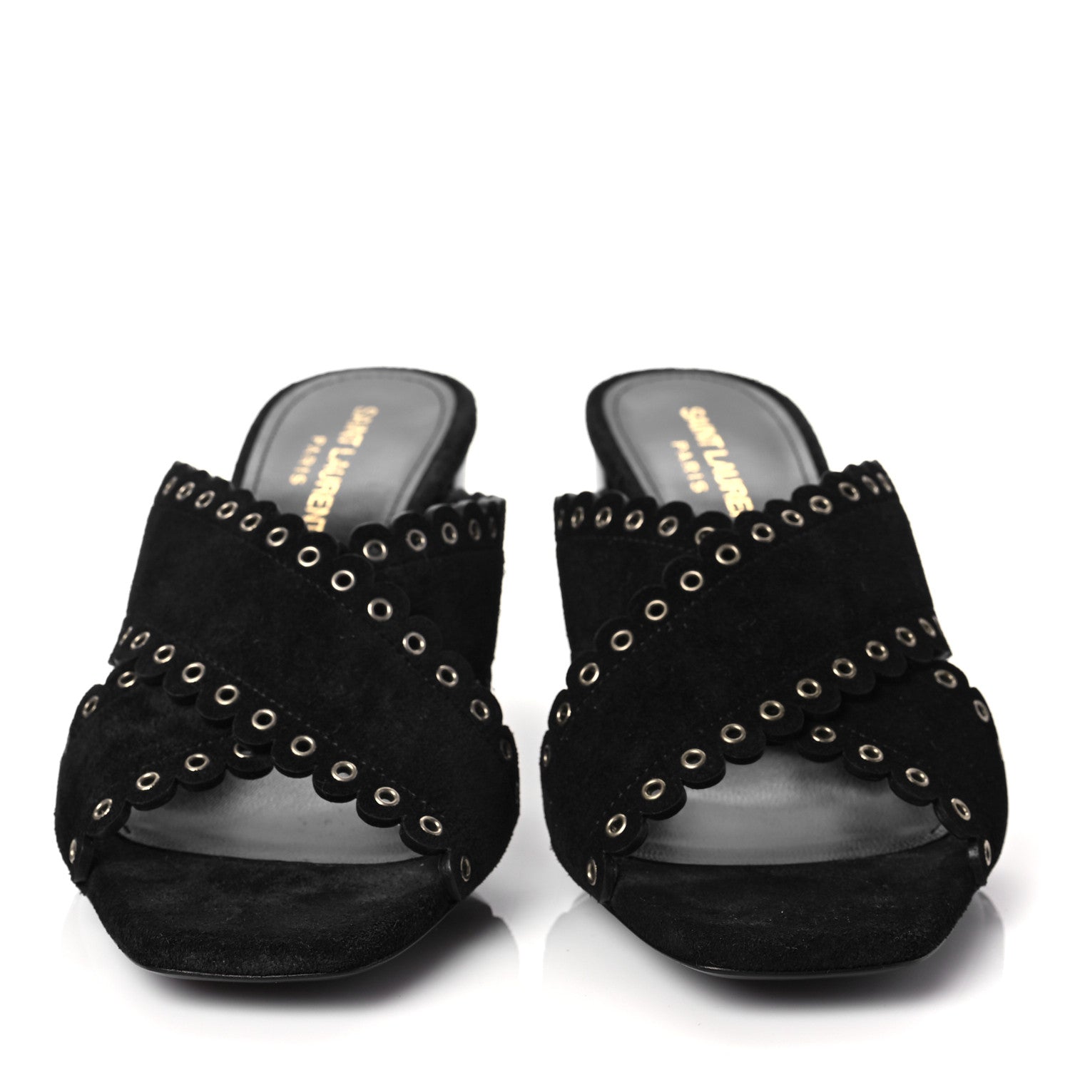Saint Laurent Suede Eyelet LouLou 70 Mules 37 Black 2 of 8
