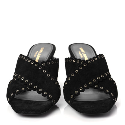 Saint Laurent Suede Eyelet LouLou 70 Mules 37 Black 2 of 8