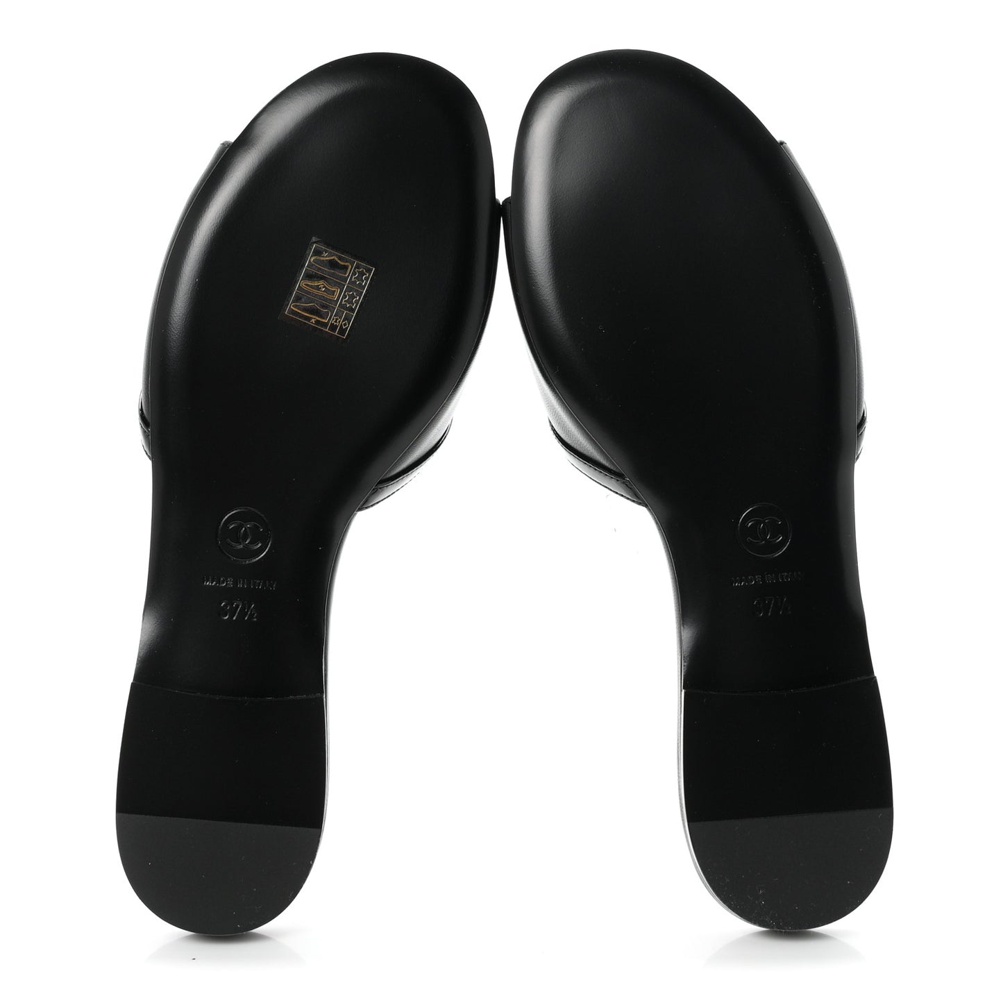 Lambskin Patent Calfskin CC Cutout Mules 37.5 Black