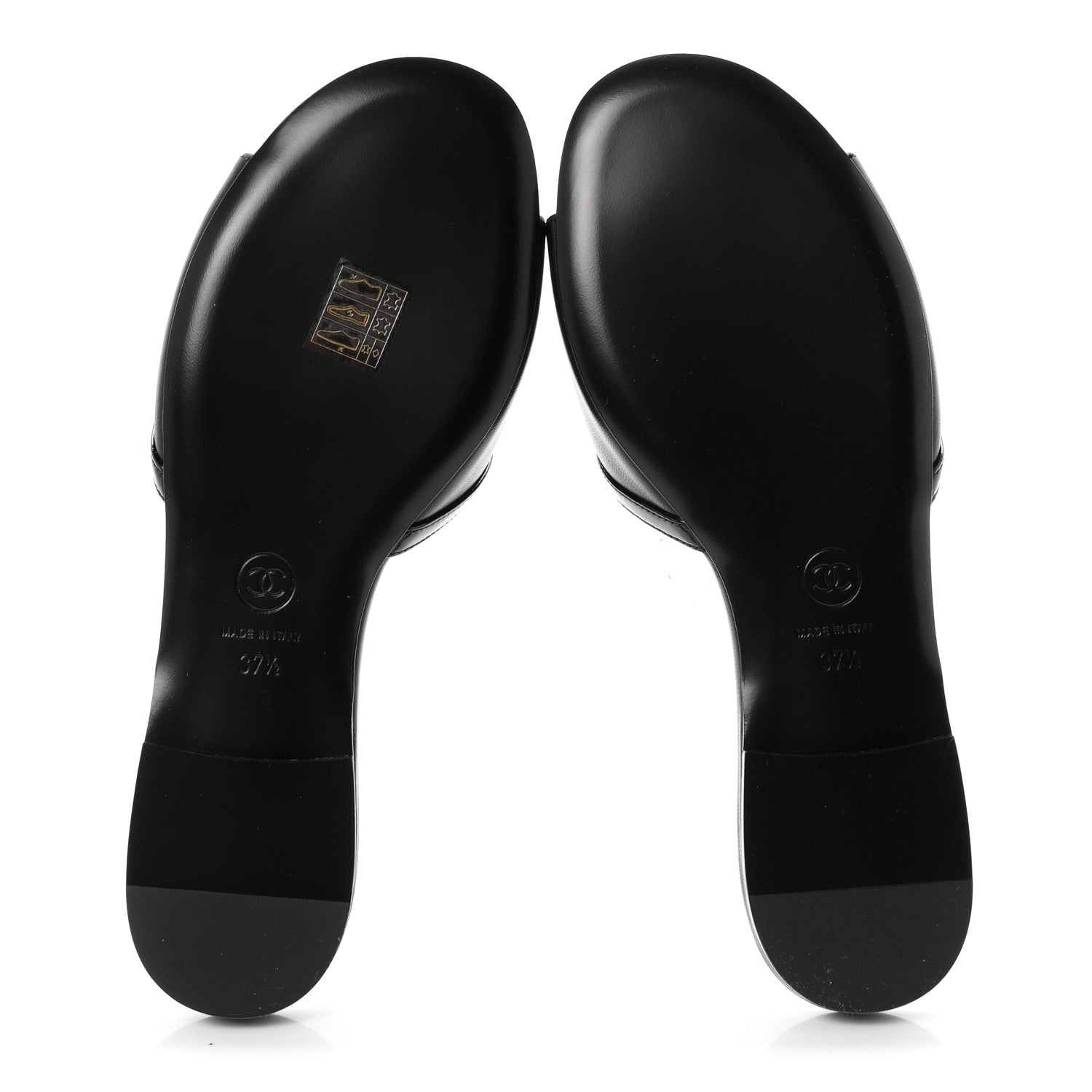 Chanel Lambskin Patent Calfskin CC Cutout Mules 37.5 Black 6 of 10