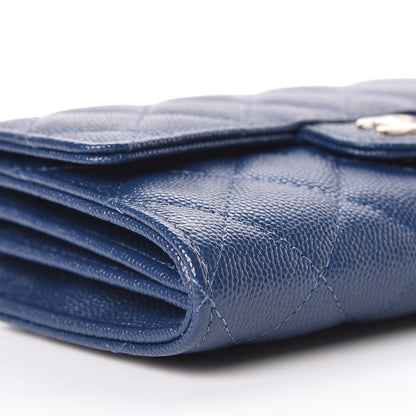 Chanel Caviar Quilted Classic Clutch With Chain Blue 10 of 11