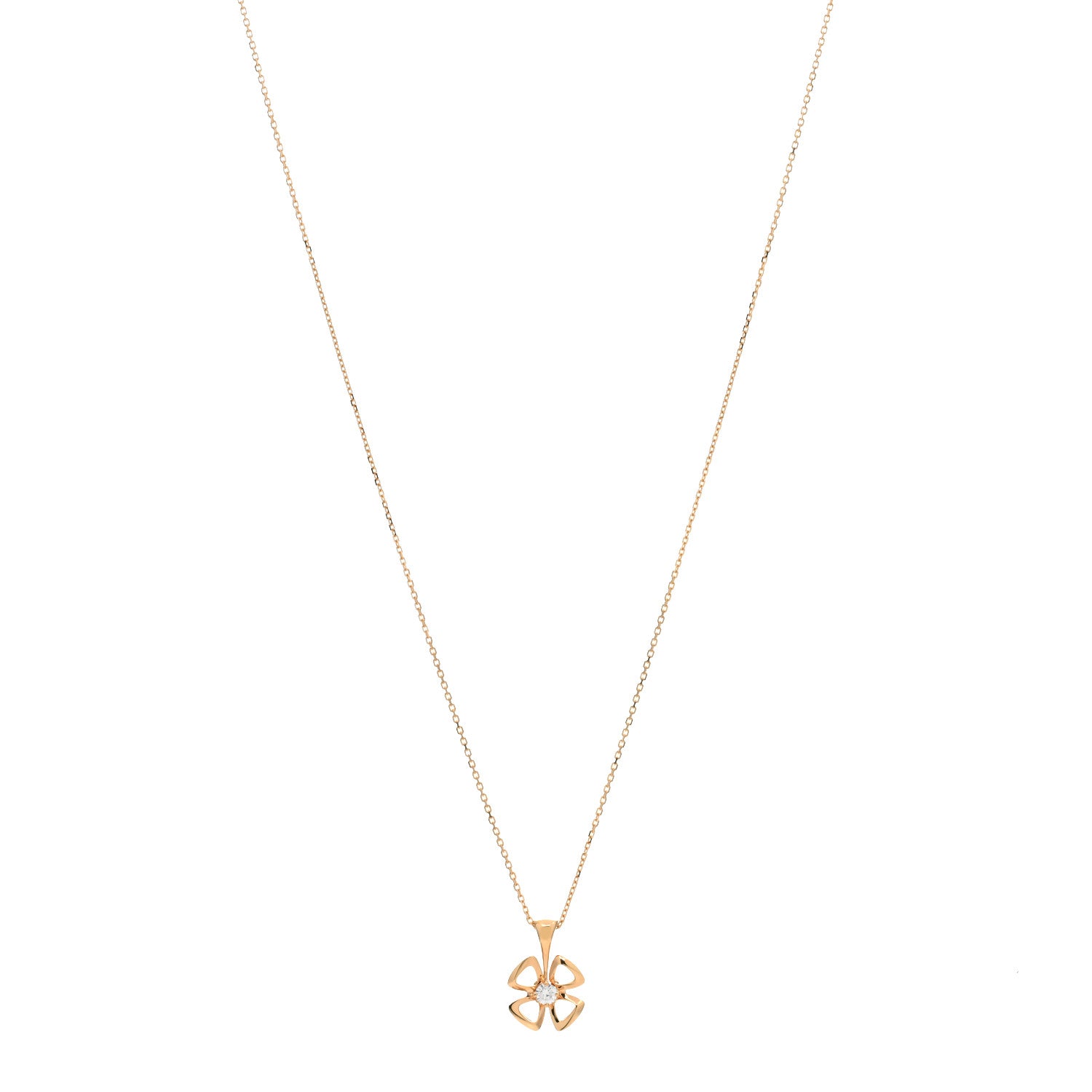 Bulgari 18K Rose Gold Diamond Fiorever Pendant Necklace 1 of 3