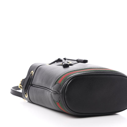 Gucci Glazed Textured Calfskin Web Small Ophidia Bucket Bag Black 6 of 11