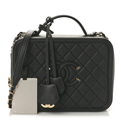 Chanel Caviar Quilted Large CC Filigree Vanity Case Black 3 of 13