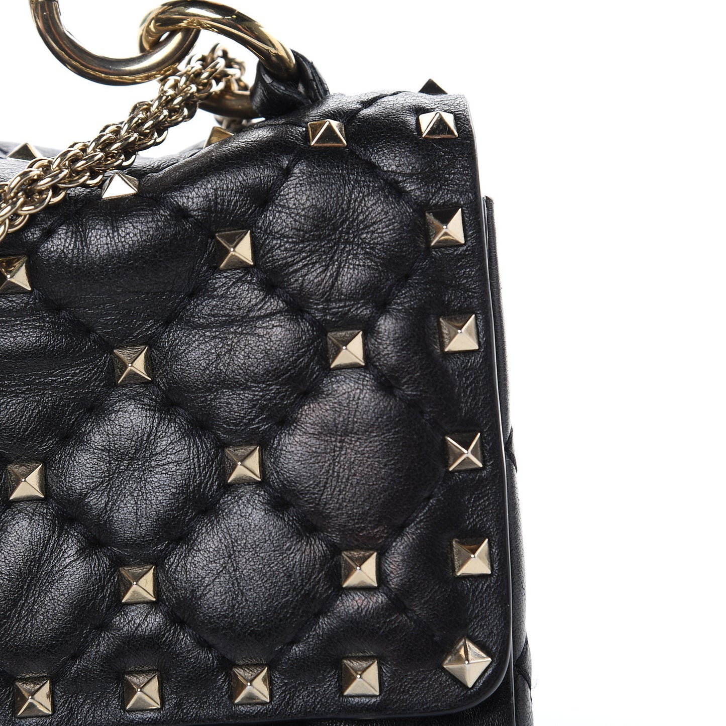 Lambskin Medium Rockstud Spike Shoulder Bag Black