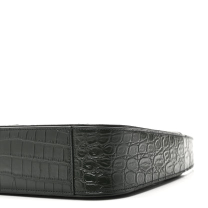 Saint Laurent Calfskin Crocodile Embossed Le 5 A 7 Hobo Dark Green Bottle 9 of 9
