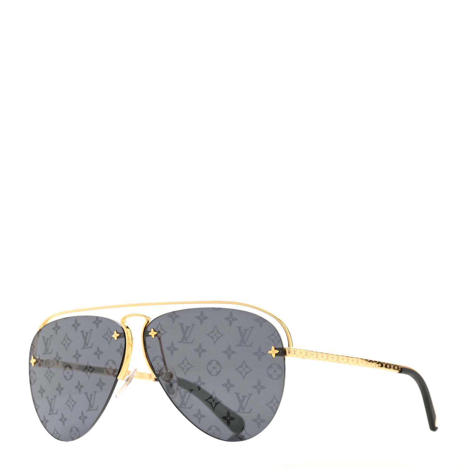 Louis Vuitton Metal Monogram Grease Sunglasses Z1172E Gold 1 of 9