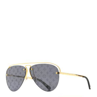 Louis Vuitton Metal Monogram Grease Sunglasses Z1172E Gold 1 of 9