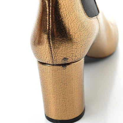 Saint Laurent Metallic Cracked Loulou Pin Booties 38.5 Copper 7 of 8