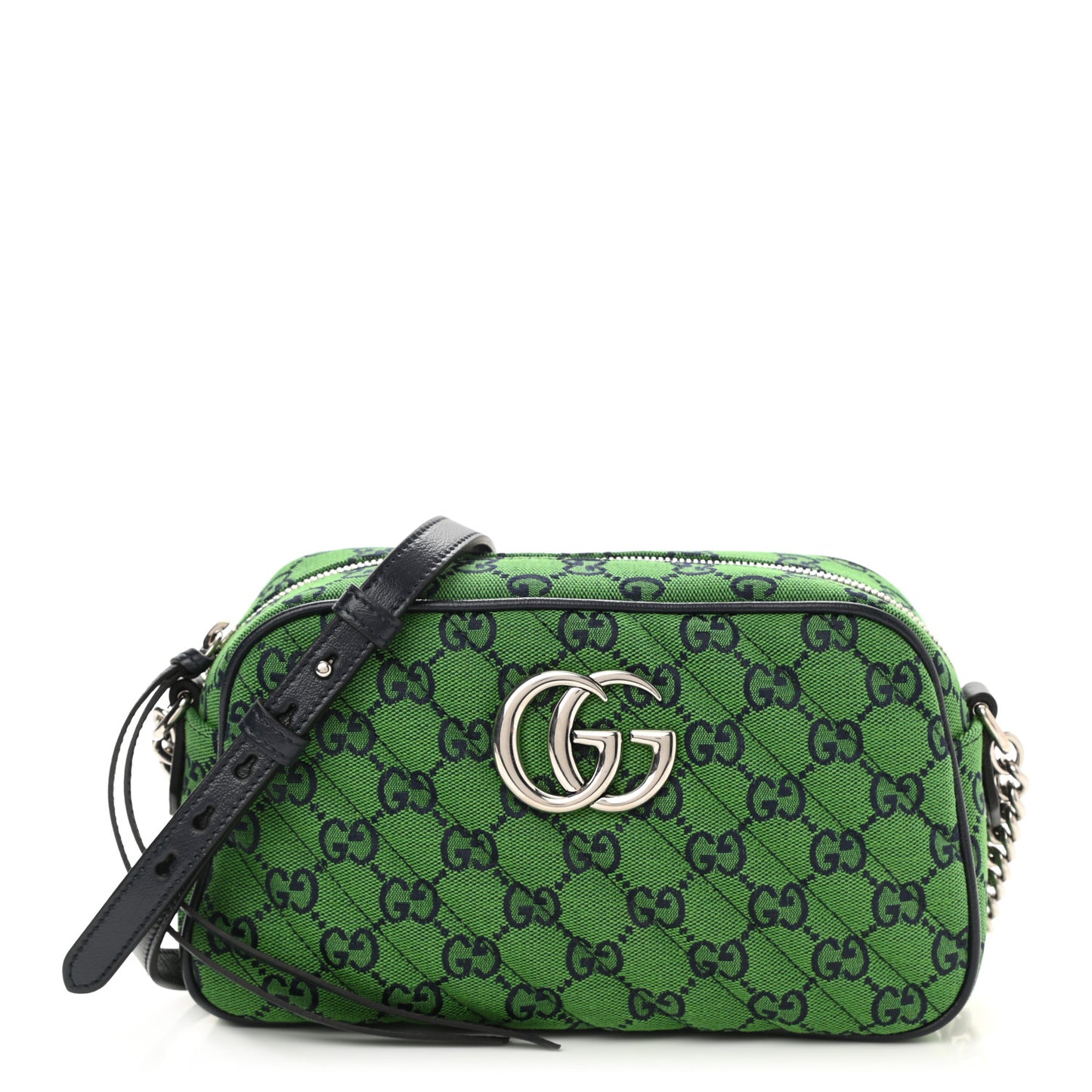 Monogram Multicolor Matelasse Diagonal Small GG Marmont Chain Shoulder Bag Green Blue